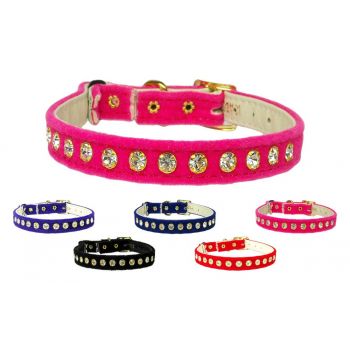 The Velvet and Crystal Cat Collar collection (shown in elastic safety band style)