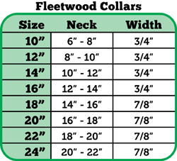 Fleetwood Dog Collar Sizing