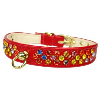Confetti Crystal Sprinkles Dog Collar - in Red
