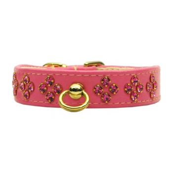 Tiara Crystal Dog Collar - in Pink with Pink stones